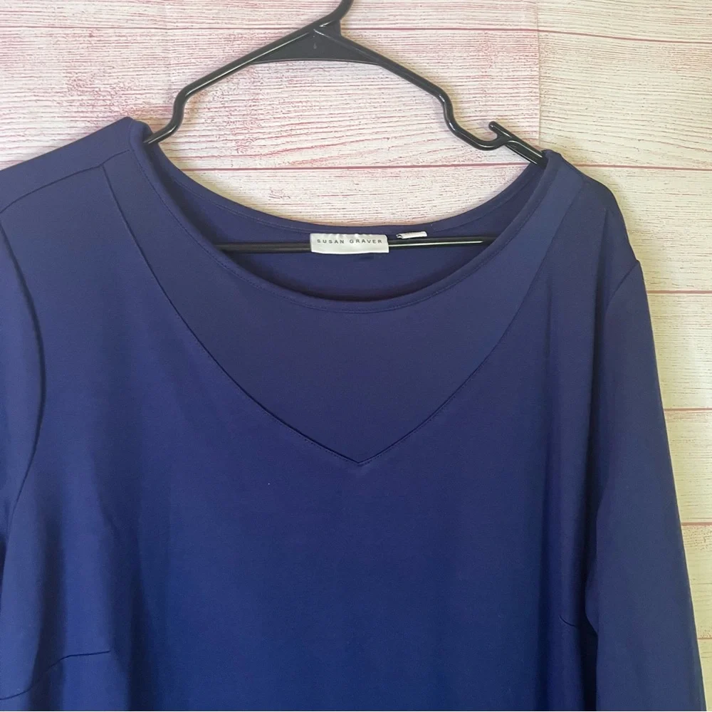 Susan Graver Soft Comfy Casual Navy Blue 3/4 Sleeves Shirt Dress Size 1X‎ - Picture 4 of 5